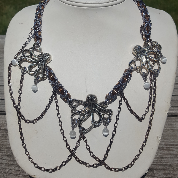 Steampunk Octopus Camelot Necklace